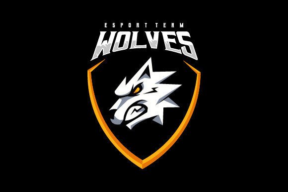 Wolf Esport Gaming Logo: Command Authority with a Shielded Identity